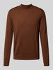 JOOP! Collection Gebreide pullover van scheerwol met opstaande kraag, model 'Davide' Hazelnoot