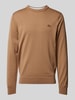 Lacoste Gebreide pullover van zuivere wol met logopatch Beige