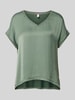 QS T-Shirt mit abgerundetem V-Ausschnitt Khaki