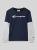 CHAMPION Longsleeve mit Label-Details und Rundhalsausschnitt Marine