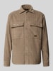 JACK & JONES Premium Regular Fit Hemdjacke im Allover-Look Modell 'OLIVER' Taupe