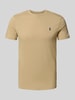 Polo Ralph Lauren Custom slim fit T-shirt met labelstitching Beige gemêleerd