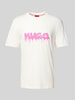 HUGO T-shirt met labelprint, model 'Dacation' Offwhite