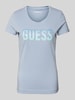 Guess T-Shirt mit Label-Print Hellblau