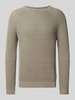 HUGO Strickpullover mit gerippten Abschlüssen Modell 'Sardello' Beige