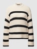 Vero Moda Strickpullover mit Streifenmuster Modell 'HILDA' Offwhite