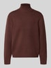 Jack & Jones Gebreide pullover met ribboorden, model 'NORREBRO'' Middenbruin