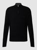 BOSS Strickpullover mit Troyer-Kragen Modell 'Marlo' Black