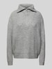 Only Regular Fit Strickpullover mit Troyer-Kragen Modell 'BAKER' Mittelgrau Melange