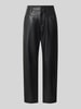 CAMBIO straight fit kunstleren broek met riemlussen model 'ELIN' Zwart