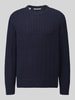Selected Pullover mit Zopfstrickstruktur Dunkelblau