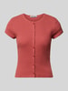 REVIEW Slim Fit T-Shirt mit durchgängiger Knopfleiste Modell 'AJOUR' Rostrot