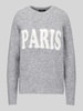 ONLY Relaxed Fit Pullover mit Paris-Schriftzug Hellgrau Melange