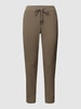 ST.ANN regular fit stoffen broek met elastische band, model 'ROXANA' Taupe