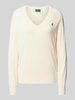 Polo Ralph Lauren Gebreide pullover met logostitching en V-hals Offwhite