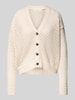 Christian Berg Woman Cardigan met gaatjesmotief Zand