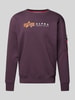 Alpha Industries Sweatshirt mit Label-Print und Reißverschlusstasche Violett