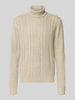 Jack & Jones Rollkragenpullover mit Zopfmuster Modell 'PAUL' Offwhite Melange