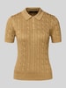 Lauren Ralph Lauren Strickshirt mit Zopfmuster und Polokragen Modell 'NATRISSA' Gold