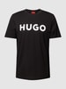 HUGO T-shirt met labelopschrift, model 'DULIVIO' Zwart