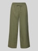 FREE/QUENT Wide leg linnen culotte met tunnelkoord, model 'Lava' Olijfgroen