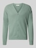 Casual Friday Cardigan aus Woll-Mix mit V-Ausschnitt Modell 'KARL' Hellgruen Melange
