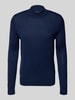Christian Berg Men Gebreide pullover van een mix van merinowol met opstaande kraag Donkerblauw gemêleerd