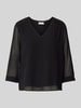 s.Oliver BLACK LABEL Regular fit blouse met lange mouwen en plooien Zwart