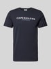 Lindbergh T-shirt met labelprint, model 'Copenhagen' Donkerblauw