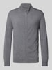 OLYMP Level Five Slim Fit Strickjacke mit Stehkragen Silber