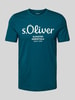 s.Oliver RED LABEL Regular Fit T-Shirt aus reiner Baumwolle mit Statement-Label-Print Petrol