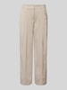 ICHI Wide leg stoffen broek met vaste persplooien, model 'KATE' Beige