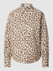 Marc O'Polo Overhemdblouse met all-over motief Middenbruin