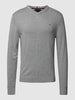 Tommy Hilfiger Strickpullover mit V-Ausschnitt Modell 'PIMA' Mittelgrau Melange