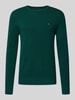 Tommy Hilfiger Regular fit gebreide pullover van zuiver katoen Flessengroen