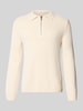 Marc O'Polo Denim Relaxed Fit Strickpullover im Polo-Stil aus Baumwoll-Mix Offwhite