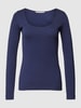 Lanius Longsleeve mit tiefem Rundhalsausschnitt Marine