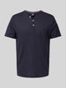 Lerros T-Shirt mit Serafino-Ausschnitt Dunkelblau