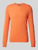 Christian Berg Men Strickpullover mit gerippten Abschlüssen Orange Melange