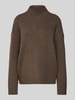Pieces Loose Fit Strickpullover mit Mock Neck Modell 'TULLE' Mittelbraun