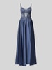 LUXUAR FASHION Corsagenkleid mit rückseitiger Schnürung und Ziersteinbesatz Rauchblau