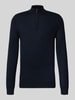 Christian Berg Men Slim Fit Strickpullover aus Woll-Mix mit Troyer-Kragen Marine