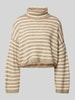 Only Korte gebreide pullover met col, model 'TALIO' Beige gemêleerd