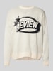 REVIEW Sweter z dzianiny z nadrukiem z logo Écru