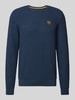 PME Legend Gebreide pullover met labelpatch Marineblauw