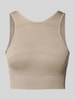 BORN LIVING YOGA Korte top met elastische inzetten, model 'Alana' Beige