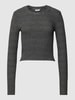 Noisy May Cropped Longsleeve mit Streifenmuster Modell 'POSY' Black