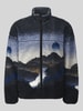 ONLY & SONS Oversized Teddy- / Webpelzjacke mit Motiv-Print Modell 'ADAM' Marine