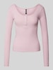 Pieces Slim Fit Langarmshirt mit Baumwolle Modell 'KITTEN' Rosa