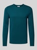 s.Oliver RED LABEL Regular Fit Strickpullover mit gerollten Bundabschlüssen Petrol